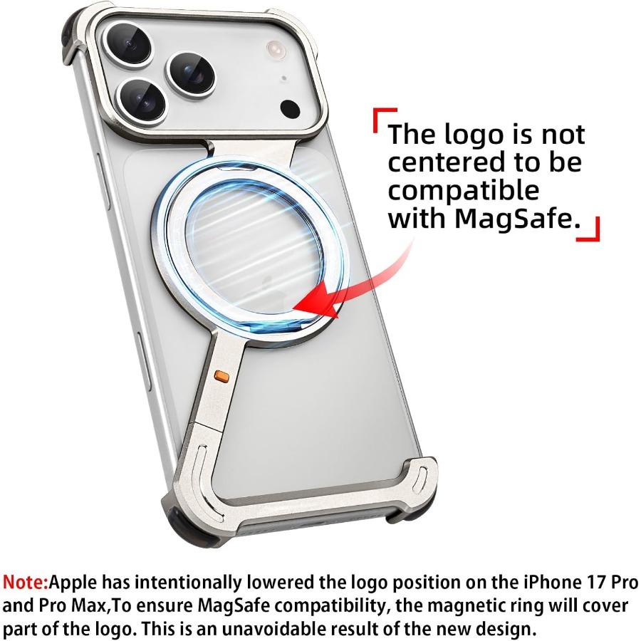 Z Case for IPhone 17 Pro Max Air Phone Cases Frameless Metal Rotating Magnetic Kickstand Protective Cover Shockproof Thin Bumper