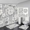 Elegant Bouquet Of Fantastic White Flowers 3D Style Shower Curtain Bathroom Curtain With Bath Rug Carpet Set Floral Home Decor