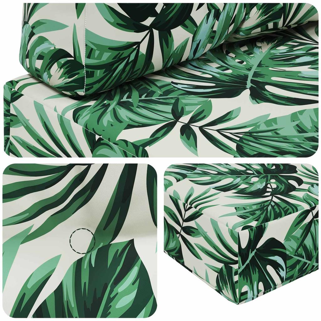 Outdoor Sofa Cushion Set 2 pcs Leaf Pattern Polyester