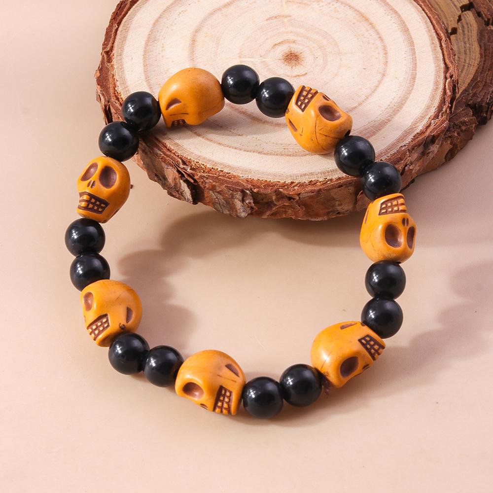 

Панк браслет на Хэллоуин с черепом и тыквой, унисекс, хип-хоп браслет из бусин, украшение на Хэллоуин color 426