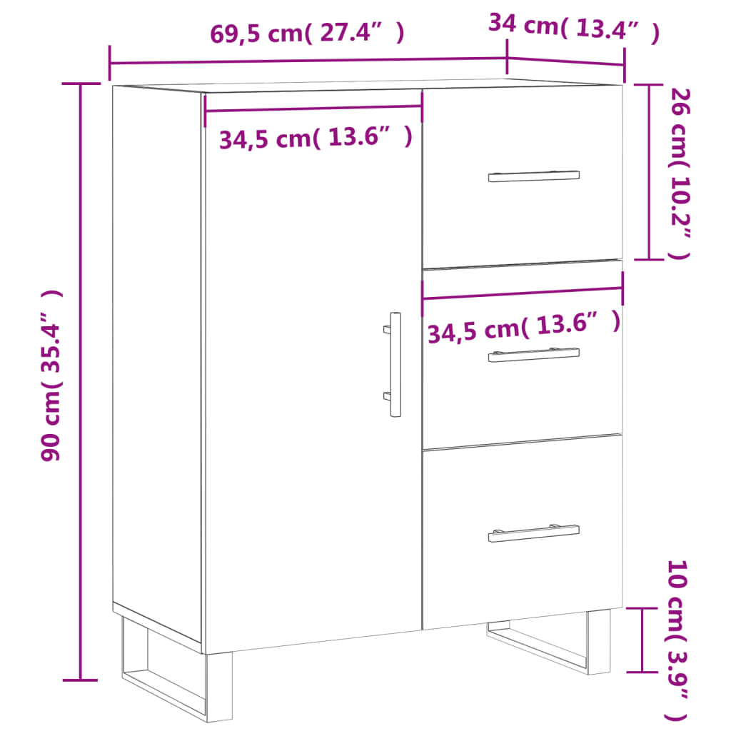 Sideboard Sonoma Oak 69.5 x 34 x 90 cm Particleboard