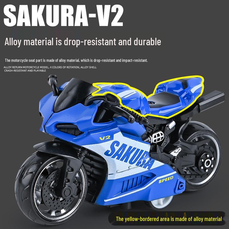 Douyin Celebrity Kids' Toy: Alloy Pull-back Mini Motorcycle Model
