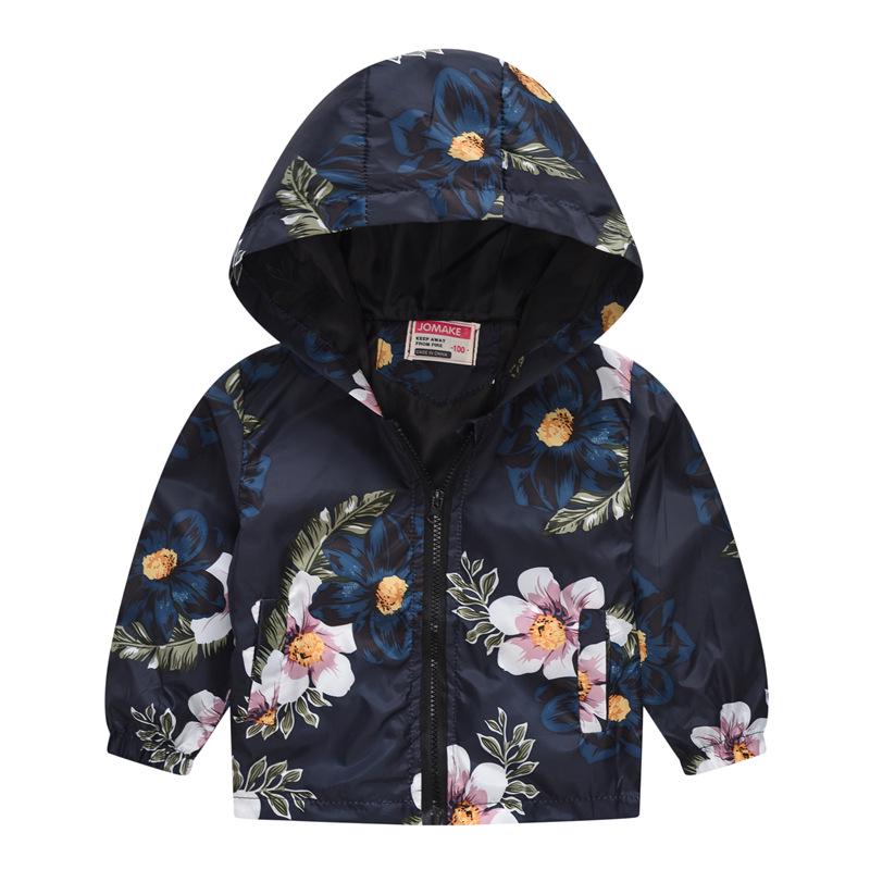 Bedruckte Jacke Strickjacke Kinder Mädchen Jungen Kapuzen Langarm Reißverschluss Blumen Auto Cartoon Windjacke