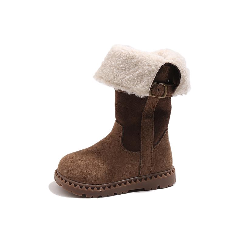 

New Style Girl s snow boots new winter style lined warm cotton boots long boots for girls 26 коричневый
