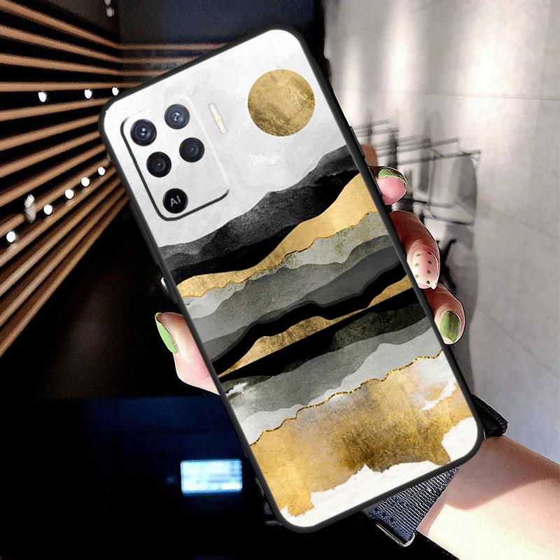 Goldene Landschaftsmalerei Hülle Für Oppo A38 A18 A78 A98 A58 A60 A80 A40 A96 A76 A16 A94 A74 A54 A15 A17 A57 A77 A5 Pro