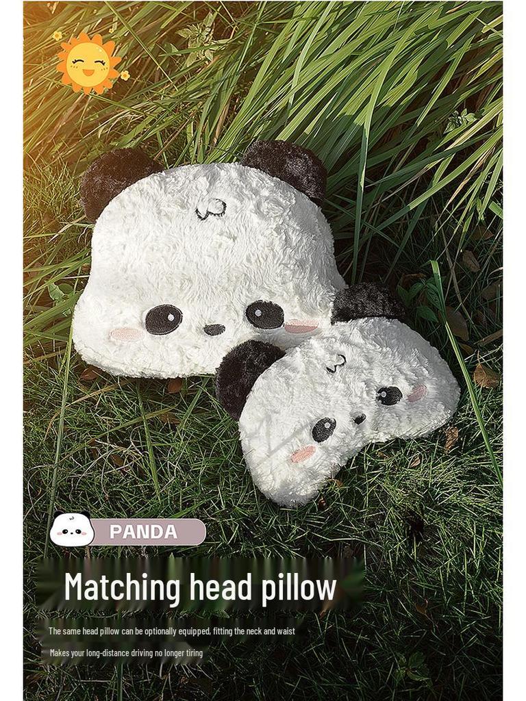 2025 Pluszowy Panda 3D Zestaw Zimowych Poduszek na Fotel Samochodowy