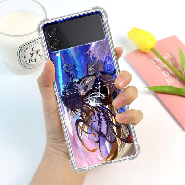 

Чехол Genshin Impact Cool Anime для Samsung Galaxy Z Flip 3 4 5g Funda Z Flip3, прозрачный жесткий противоударный чехол для ПК, чехол для телефона Samsung Z Flip 5G