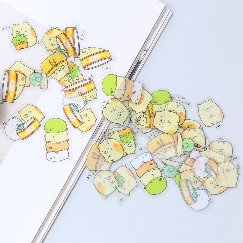 50 pezzi/confezione adesivi kawaii fai da te simpatici cartoni animati in PVC adorabile gatto orso adesivo per la decorazione del diario
