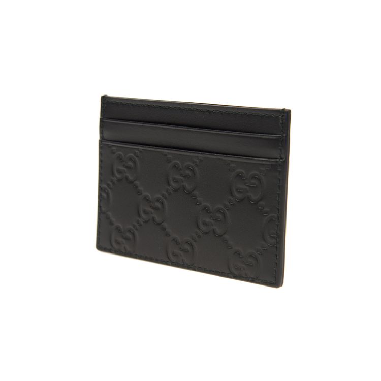 Gucci Monogram Logo Embossed Leather Card Holder Women Card Holder Black 233166-CWC10-1000