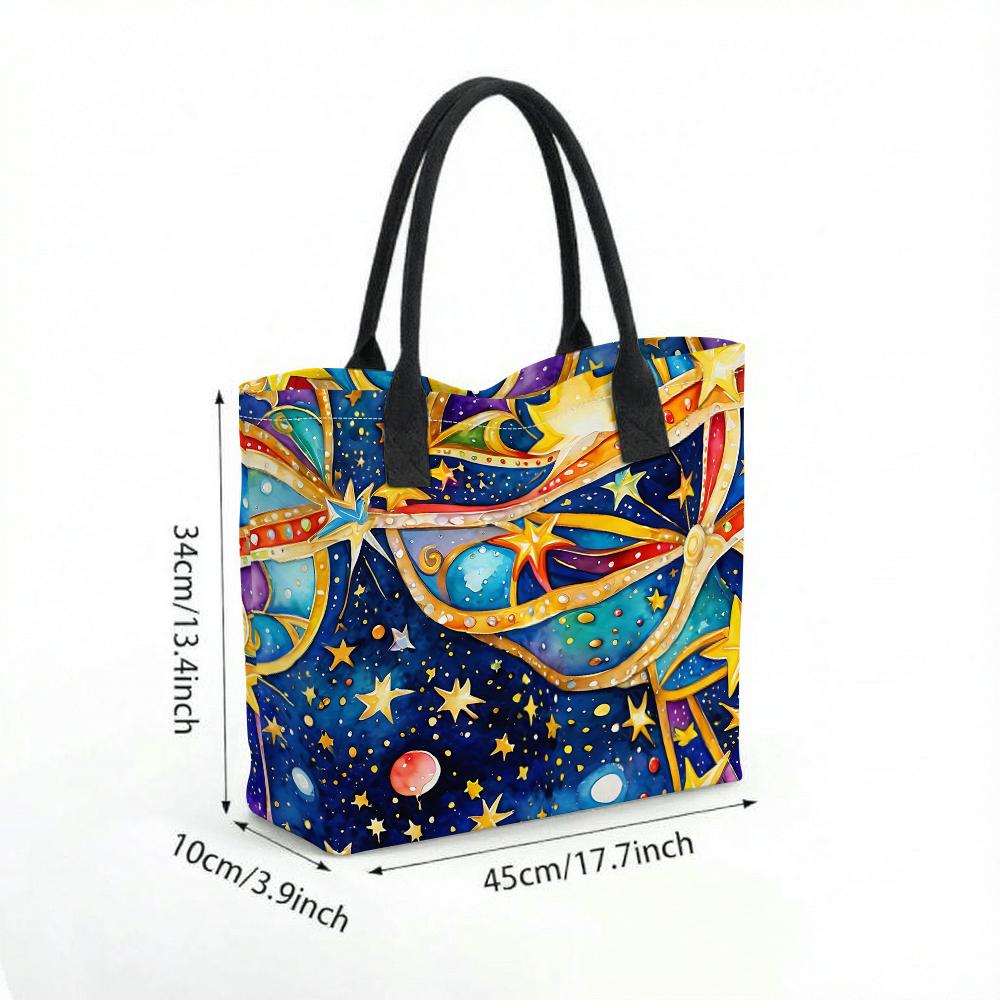 Starry Print Tote Bag Large Casual Shoulder Bag for Daily Use