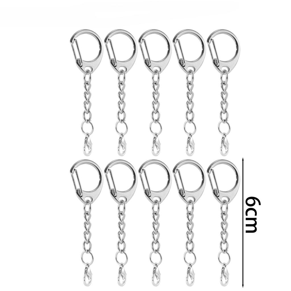 100/10pcs Lobster Clasp Key Ring Keychain C Shape Clasps Connector Hook For DIY Jewelry Making Finding Key Chain Accessories