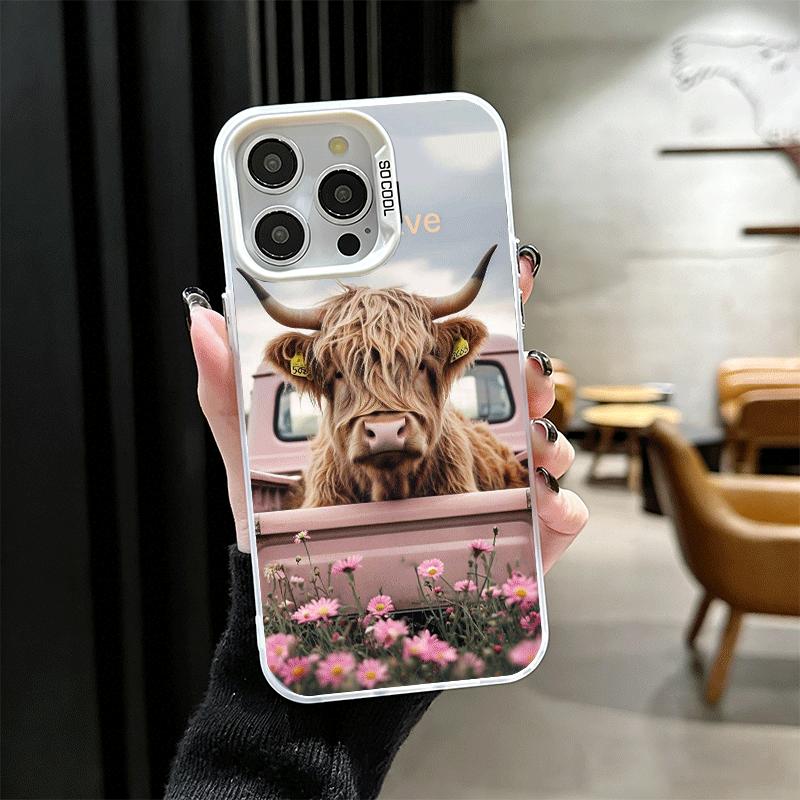 Cute Highland Cow Shockproof Phone Case for iPhone 17 Air 16 16E 15 Pro Max 14 Plus 13 Mini 12 Back Cover Anti Fall Fundas