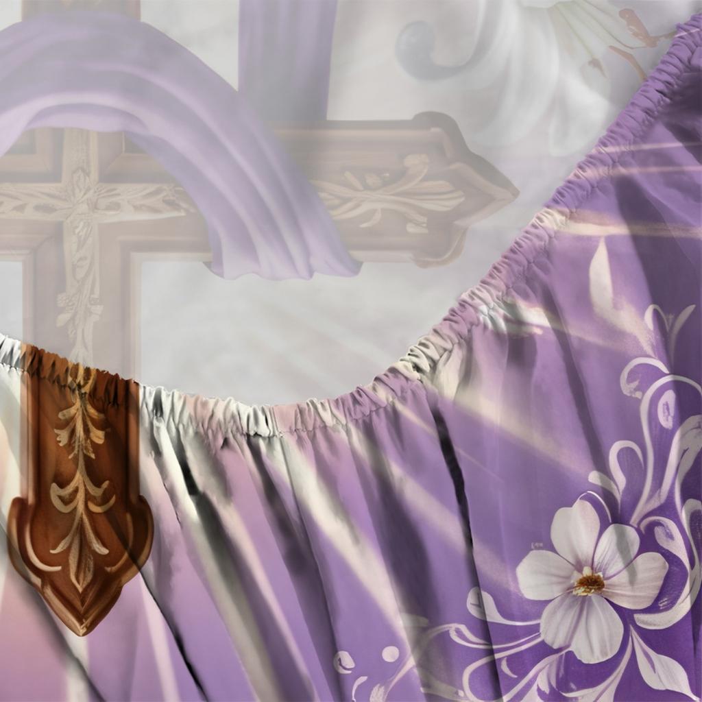 3pcs Fitted Sheet Set - 1*Fitted Sheet with Holy Cross Pattern + 2*Cushion Covers, No Core, Fashionable Soft Comfort Bedding