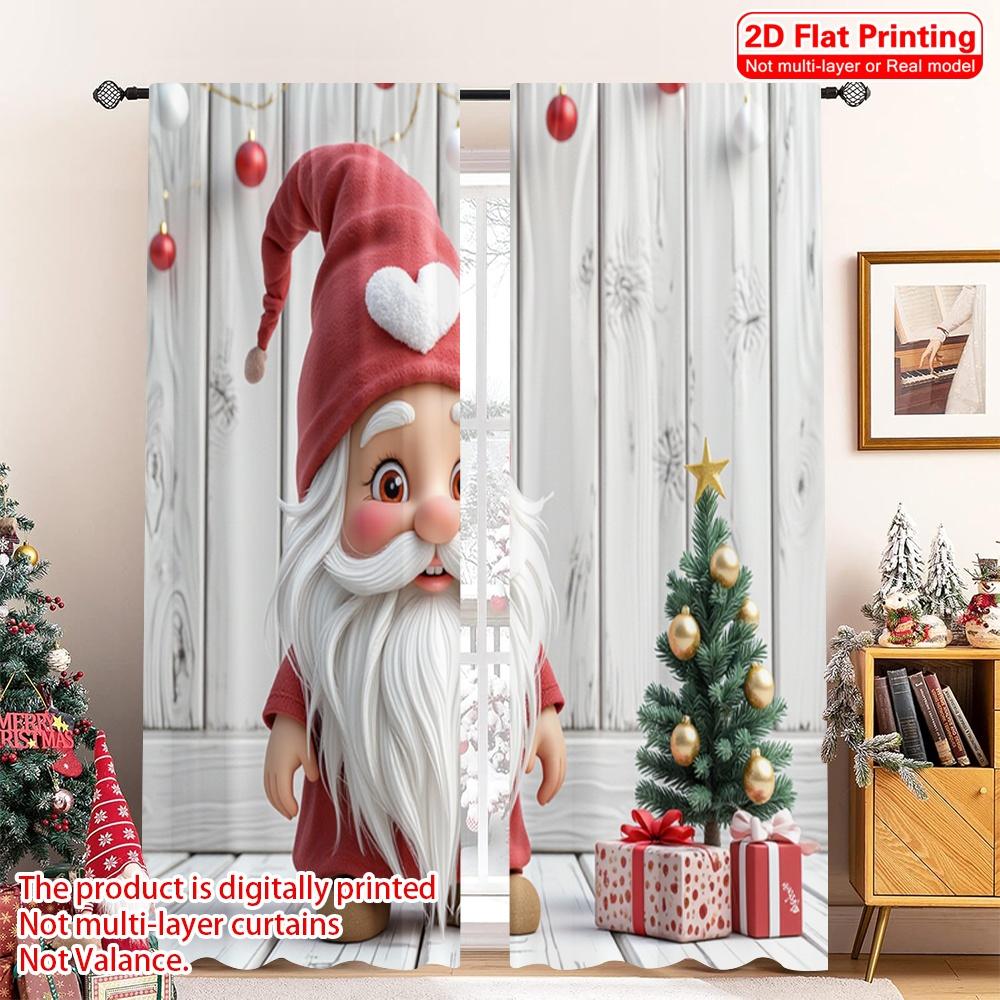 

2 шт. 2D плоская печать Счастливого Рождества Популярные оконные шторы Милый рождественский гном Праздничная ткань Без электричества Праздничные 52.50×116.00 CM 2pcs