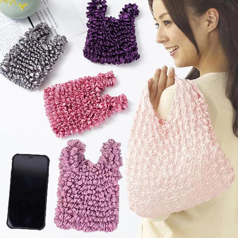 Magic Expansion Pleated Flexible Stretch Bag Large Capacity Shopping Elastic Portable Handbag Reusable Mini Tote
