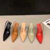 Fashion 2024 New Women's Shoes One-line Fine Heel Pointed Toe Women Sandals Suede High Heels Slingback Women Sandals Zapatos De Mujer