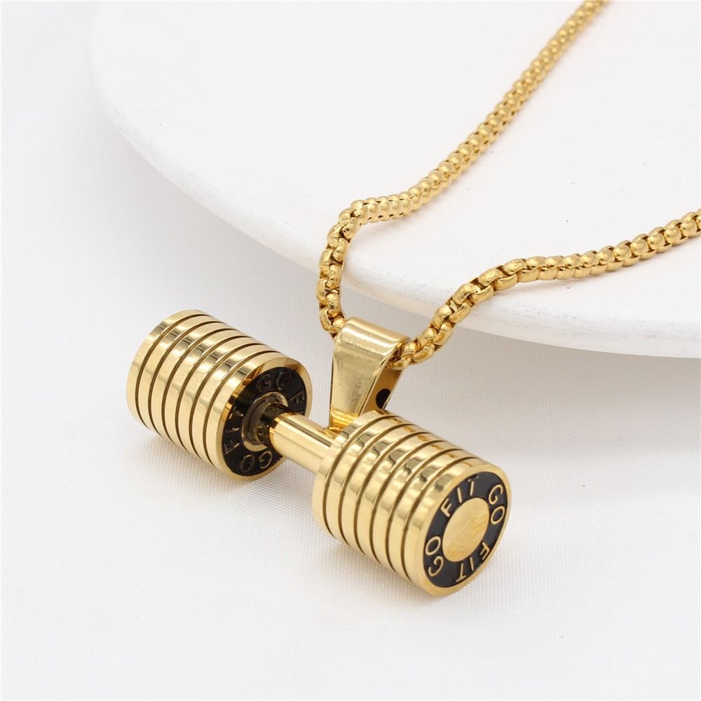 Bead Chain Dumbbell Necklace Zinc Zinc Alloy Dumbbell Sports Necklace Friends Birthday Gift