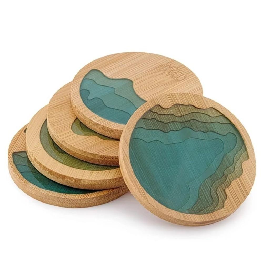 Ocean Wave Design Art Coaster Round Shape Cup Mat New Cup Holder  Home Decoration