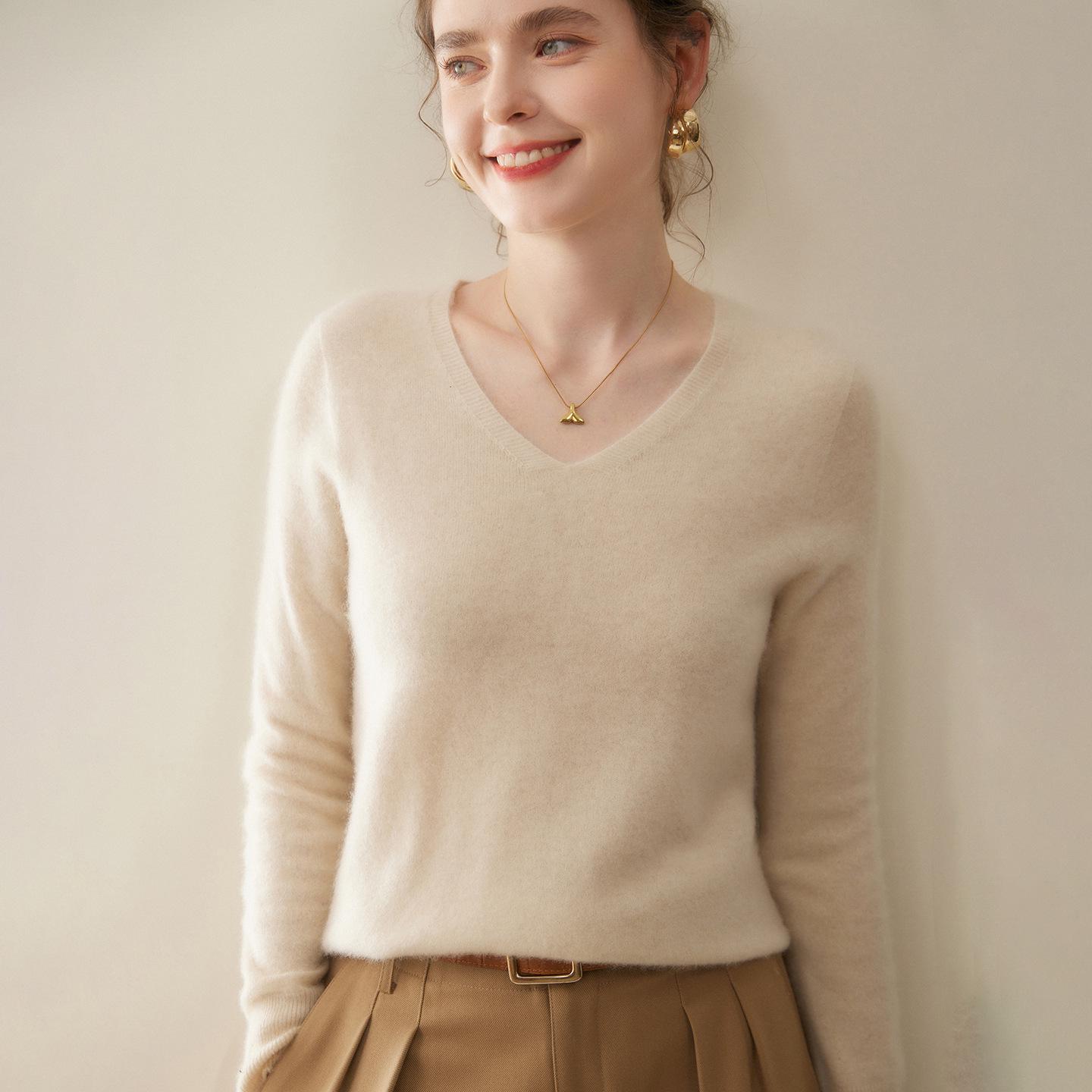 Women s Soft Cashmere Sweater: Loose, Versatile Knit for Autumn  & Winter S