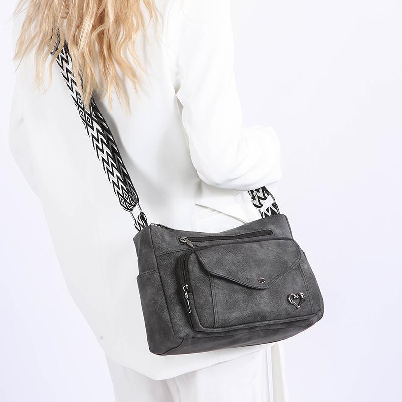 Vintage Soft Leather Bag Women's Large Capacity Multi-compartment Mother Bag Crossbody Bag