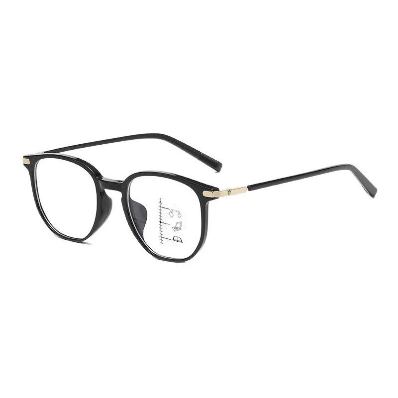 Retro Round Frame Multifocal Reading Glasses Anti blue Light Progressive Multifocal Degree Glasses Near and Away Eye protection