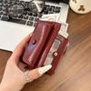 Retro oil wax leather red short wallet women's multi-card card bag student zipper multi-function wallet card holder New Year