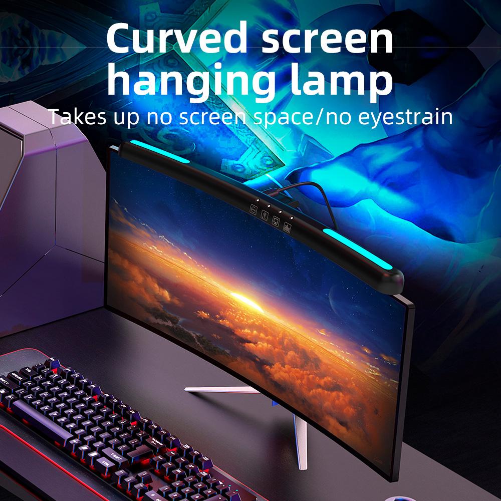Monitor Light Bar Curved with RGB Backlight Computer Screen Lamp Eye Caring Touch Atmosphere Lights for Gaming Room Decoration