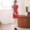 2025 Claret Red Petite Cheongsam: Elegant Short Summer Dress for Bridal Toast and Homecoming