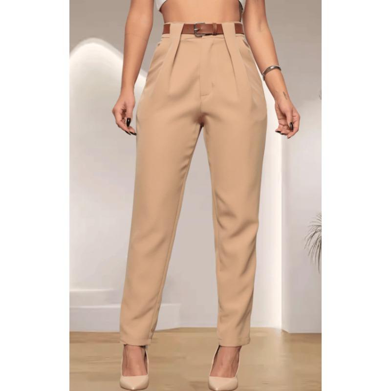 VEZFAA Damenmode, lässig, einfarbig, bedruckt, hohe Taille, Hosen, Hosen und Caprihosen