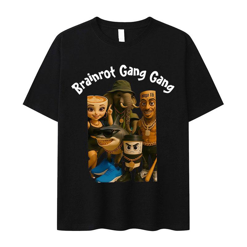 Italian T-shirt Brainrot Interesting Cappuccino Assassin Meme Men Kawaii Women Short-sleeved men summer 100% cotton T-shirt