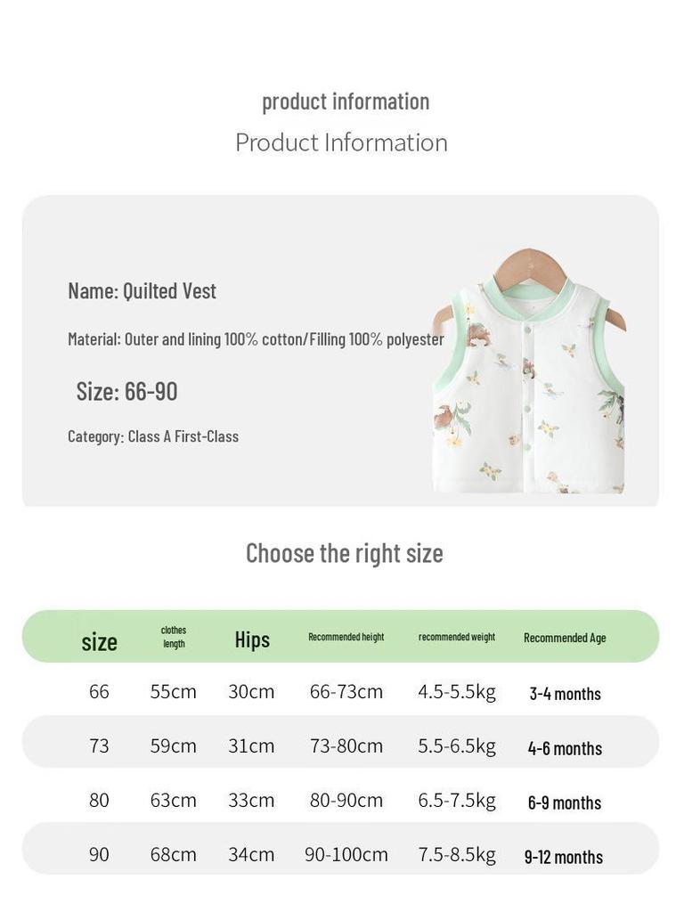 Verdickte Babyweste aus reiner Baumwolle für Herbst/Winter - Warme, ärmellose Bekleidung für Neugeborene und Kinder