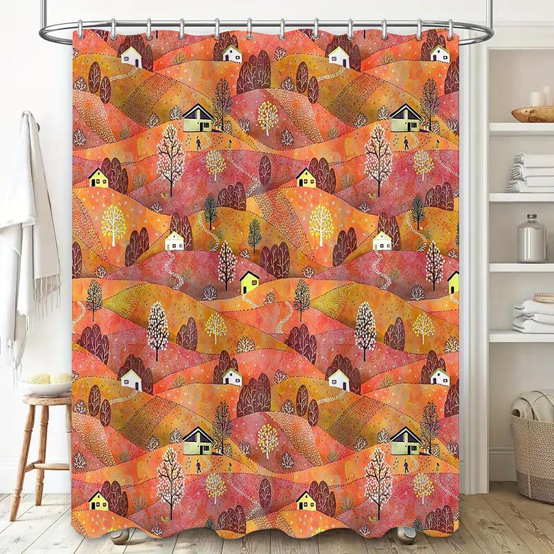 Botanical Shower Curtain Vintage Landscape Decor Farmhouse Bathroom Set Rustic Floral Print Nature Inspired Cottagecore Aestheti