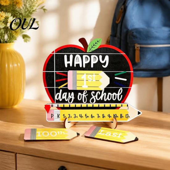 Safe Rounded Corner Wood Sign First Day of School Chalkboard Sign, Reusable Wooden Milestone Board, Back to Party Decoration Photography Prop