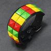 Studded Cuff Bracelet Double Row Square Studs Adjustable Closure PU Strap Punk Wrist Bangle for Concert Streetwear