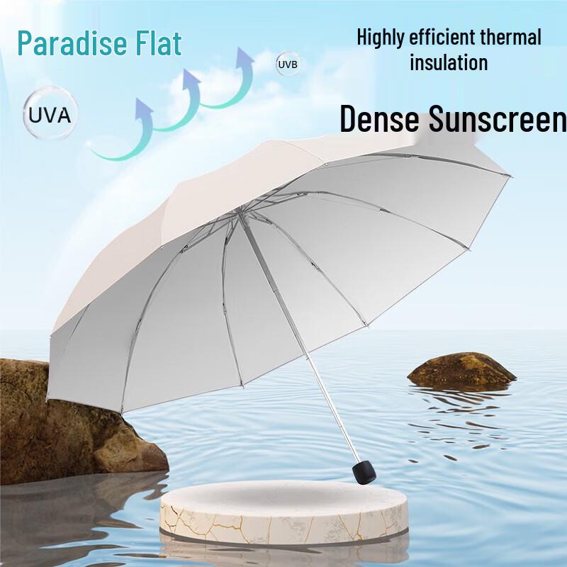 Paradise Umbrella Large UV Protection 3-Fold Sun & Rain Umbrella