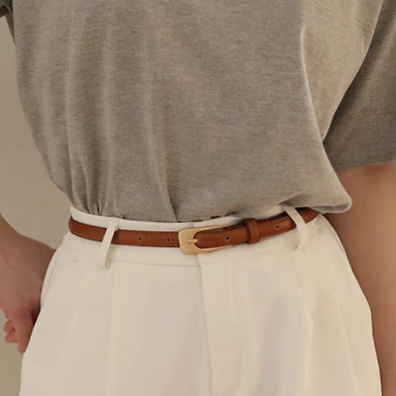 Retro Ladies Summer Thin Waist Belts for Suit Skirt Pu Leather Female Joker Leisure Decor Waistband Students Thin Belt Female