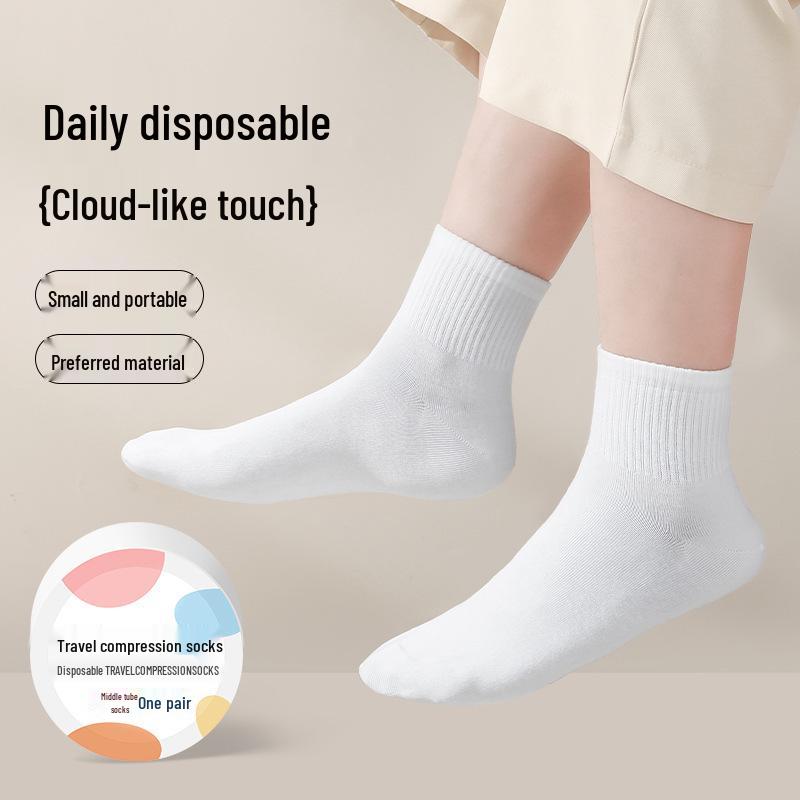Unisex Engångskompressionsstrumpor: Lukthämmande, Svettabsorberande, Kort, Mellanvadlång, Bärbar för Resor och Affärer.