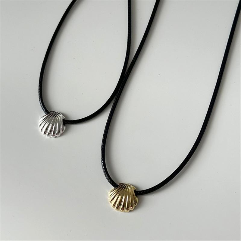 Simple Metal Shells Pendant Necklace Earrings Sweet Cool Collar Necklace Choker Neck Chain Y2K Earrings Fashion Jewelry
