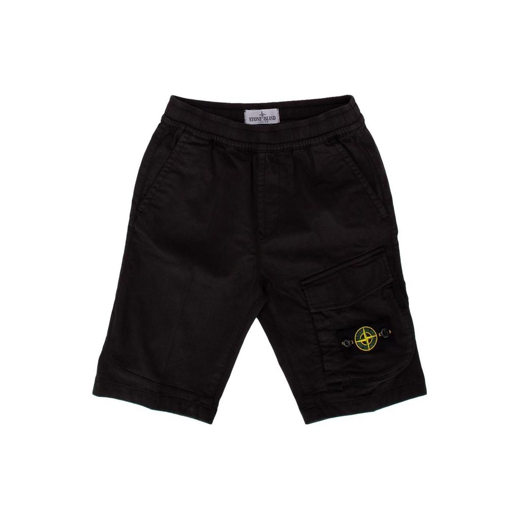 STONE ISLAND Logo Straight Leg Casual Shorts Kids Shorts Black 7816L0412-V0029