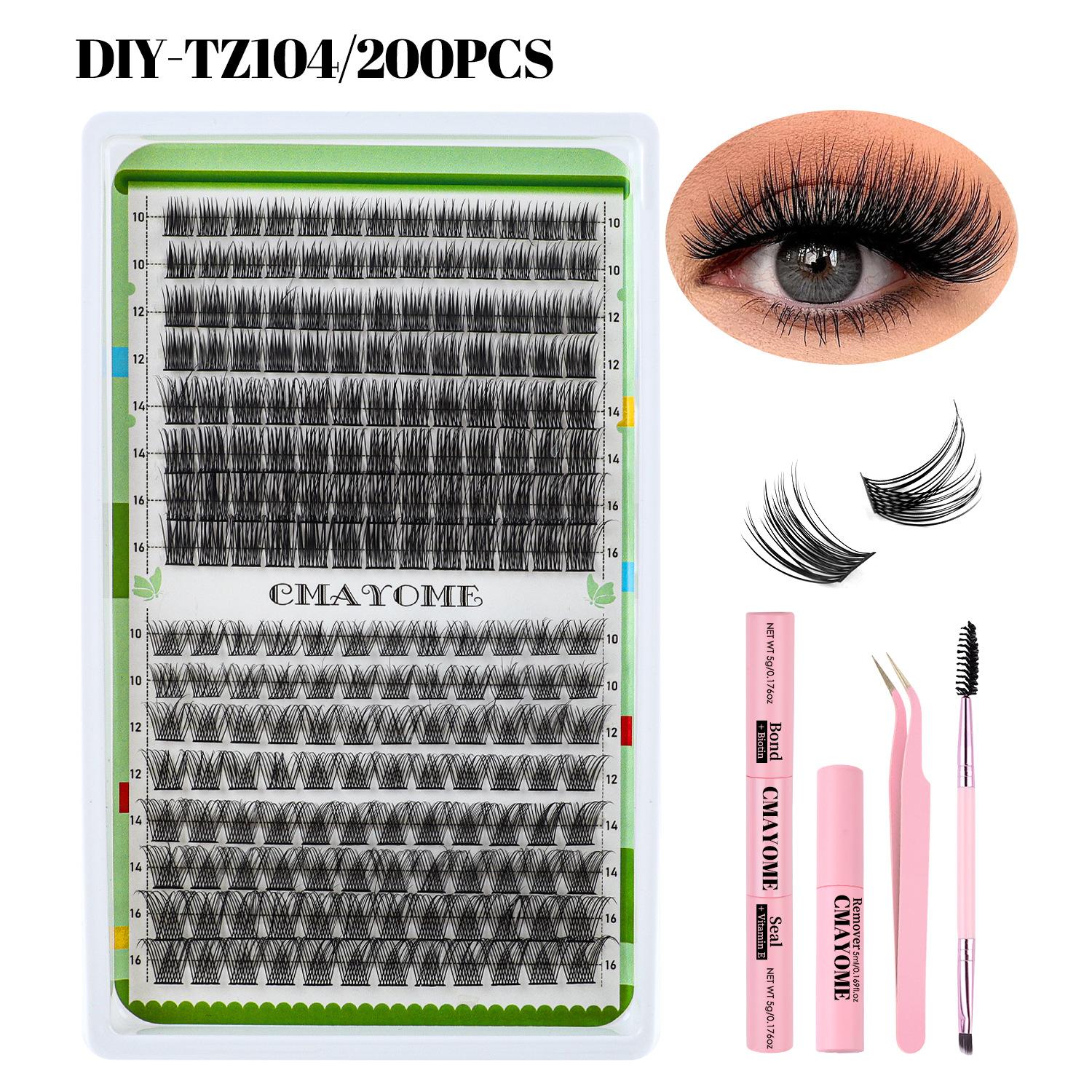 

C Song Thick Single Cluster False Eyelashes Set 10-16Mmdiy Segmented Grafting Curled Eyelashes