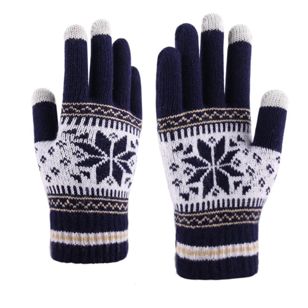 Touch Screen Winter Knitted Gloves Thickened Skiing Gloves High Quality Full Finger Mittens Winter