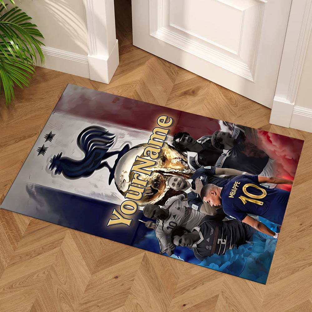 Mbappe Customize Your Name Area Rug Suitable for Study room Playrooms Foyer Balcony Anti-slip Rug Anime Office Decor Perfect Gift for Friends & Family