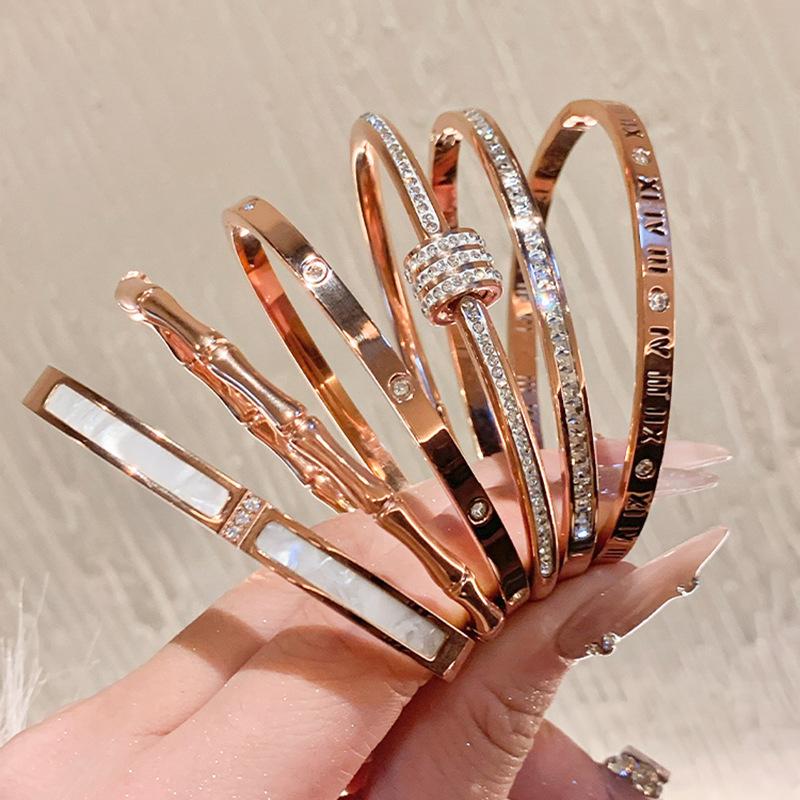Stainless steel diamond bracelet simple fashion versatile bracelet personality temperament jewelry women