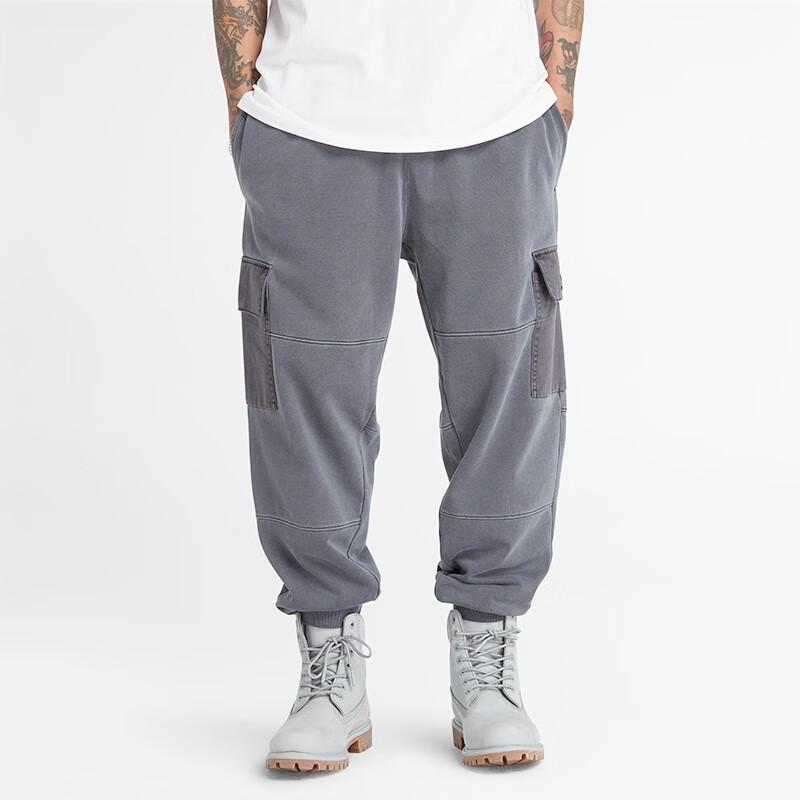 Timberland Solid Color Patchwork Multi-Pocket Drawstring Cuffed Casual Work Pants Unisex Pants Black A6JT5-001