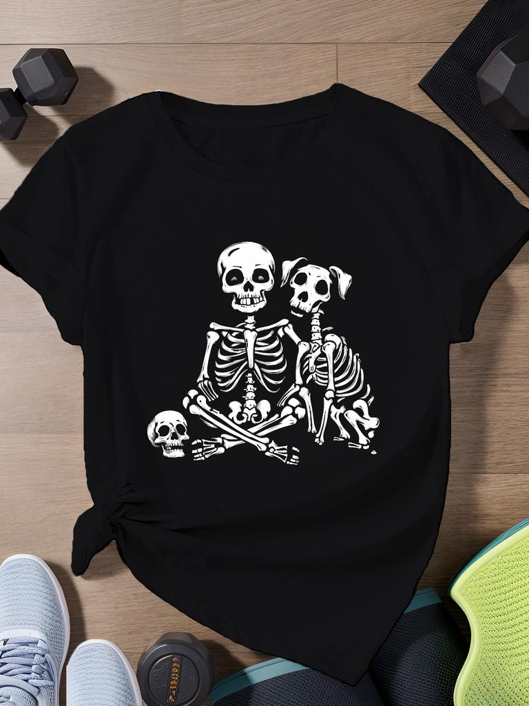 Men'S Plus Size Skeleton Human Anatomy T-Shirt Short Sleeve Crew Neck Casual Top with Skeletal Pri