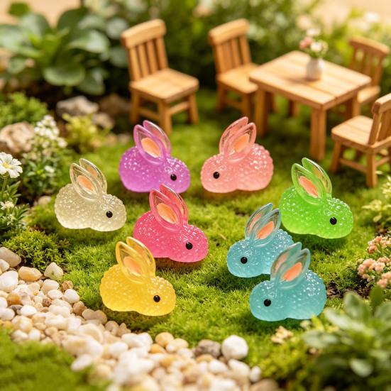 Luminous Micro Landscape Rabbit Ornaments Glow in The Dark Bunny Figurines for Moss Micro-Landscapes Fish Tank Decoration DIY Accessories