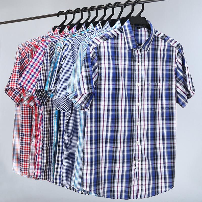 Men’s Plus Size Multi-Color Plaid Short-Sleeve Shirt