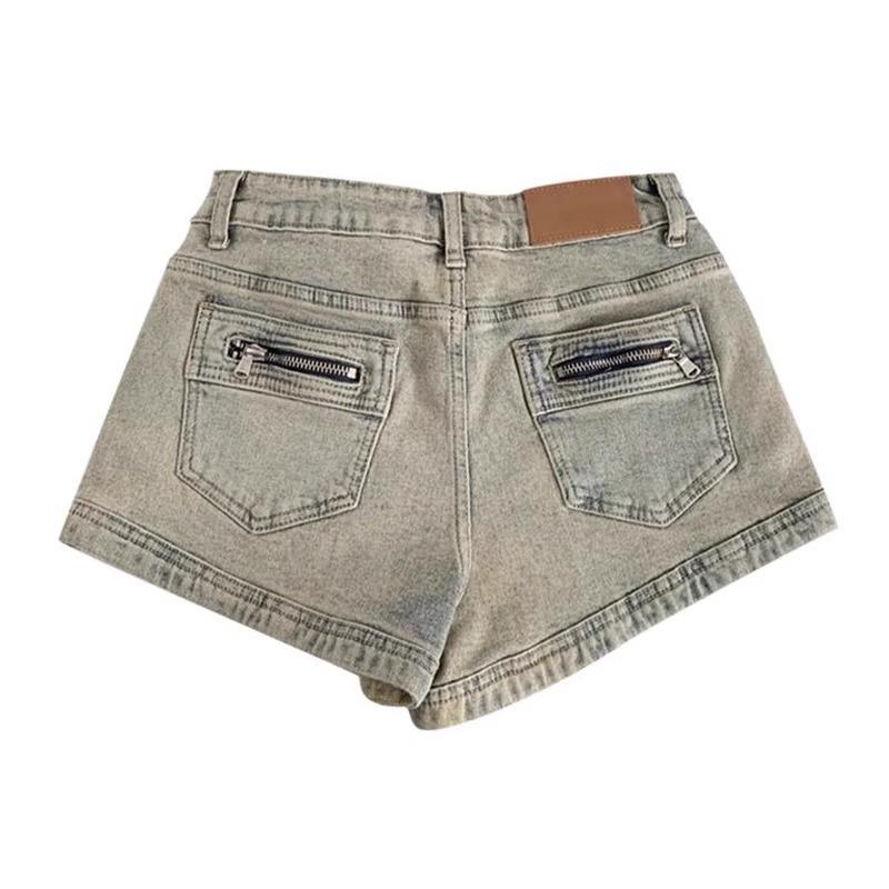 Spicy Girl High-Waisted A-Line Denim Shorts - Summer 2024 Retro Slimming Hot Pants for Women