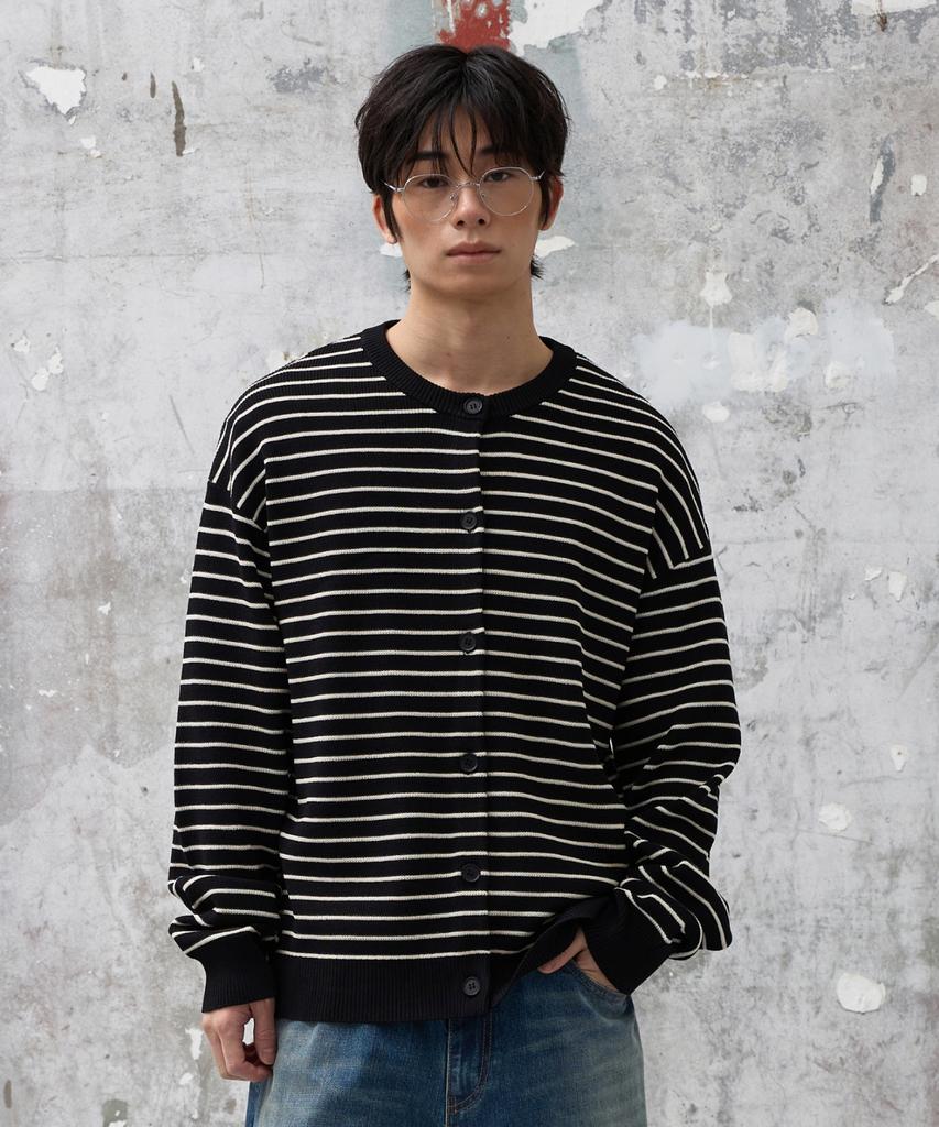 Agod Striped Knit Cardigan [Black]