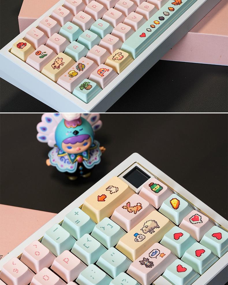 Stardew Valley Pixel Art Keycap Set: Five-Sided Dye-Sublimation PBT, Universal Fit, Durable & Waterproof for Mechanical Keyboards